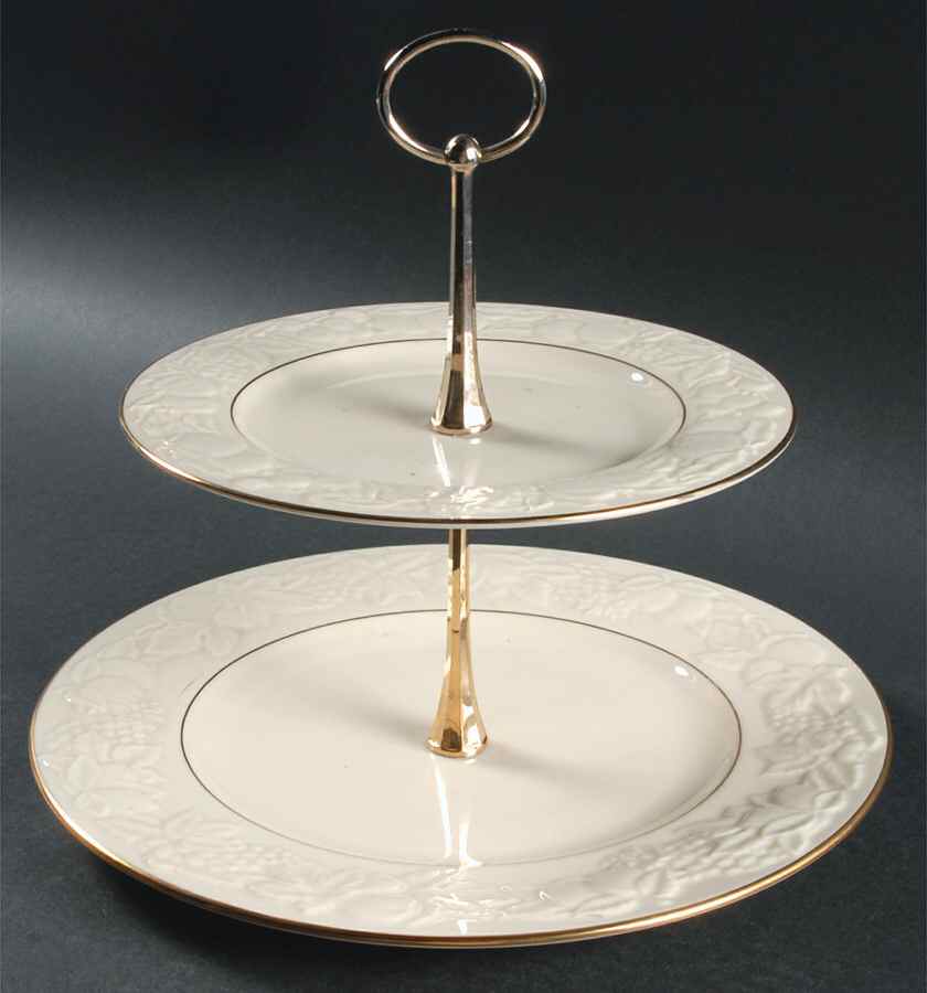 Fruits of Life 2 Tiered Serving Tray (Dinner & Salad Plate) by Lenox-1