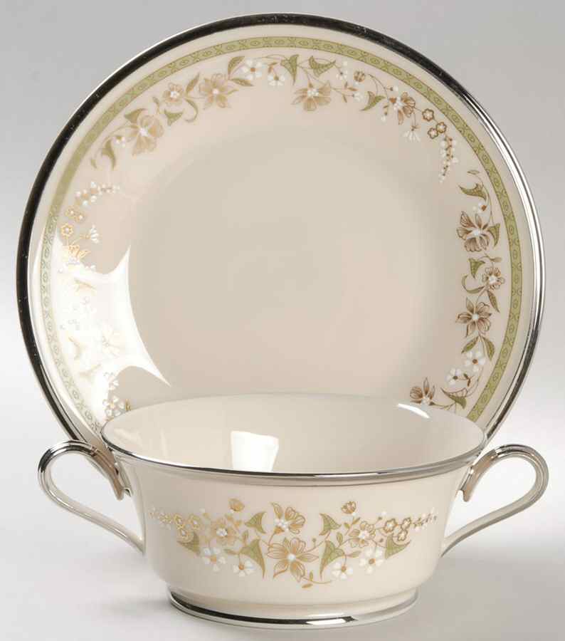 Fresh Meadow Footed Cream Soup & Dessert Plate/Saucer Set by Lenox-1