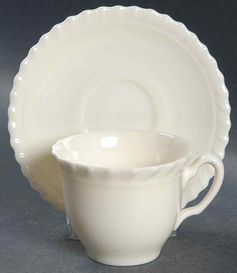 Gadroon Off White Flat Demitasse Cup & Saucer Set by Lenox-1