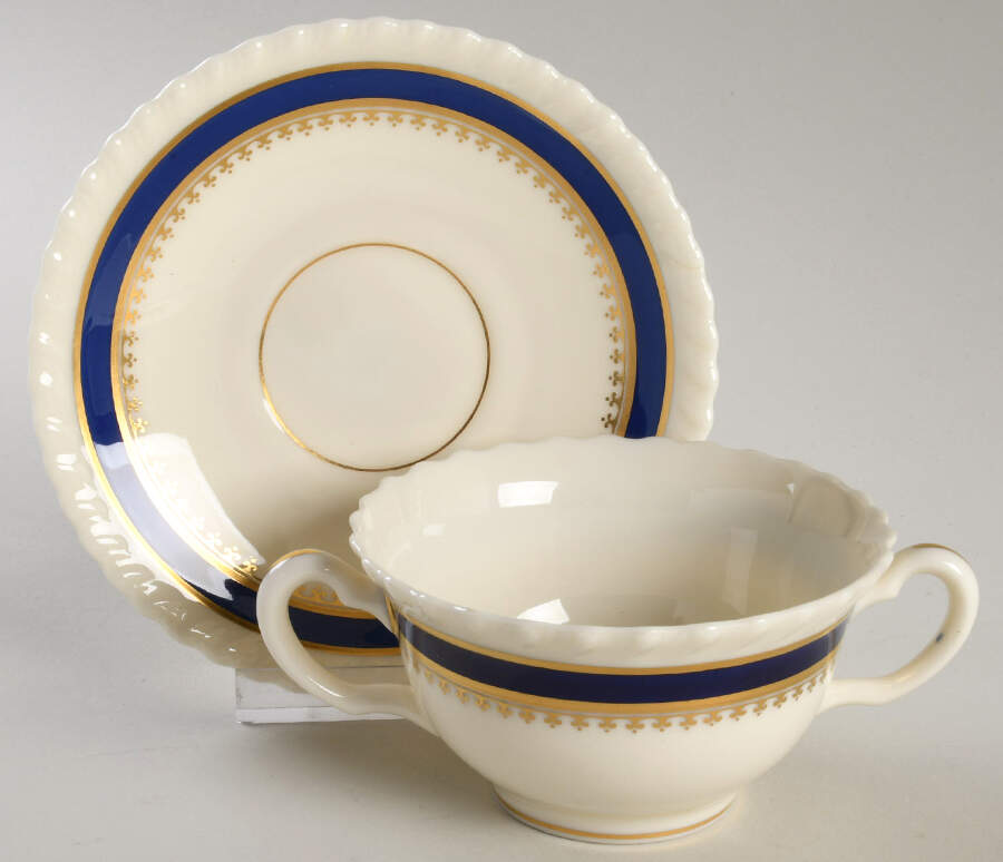 Georgian Blue Footed Bouillon Cup & Saucer by Lenox-1