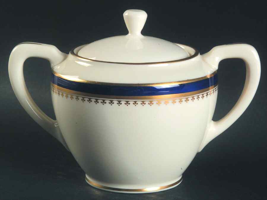Georgian Blue Sugar Bowl & Lid by Lenox-1