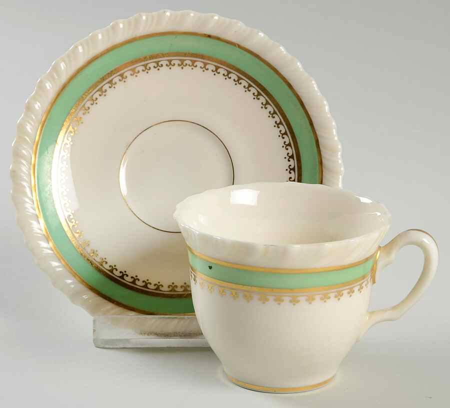 Georgian Green Footed Demitasse Cup & Saucer Set by Lenox-1