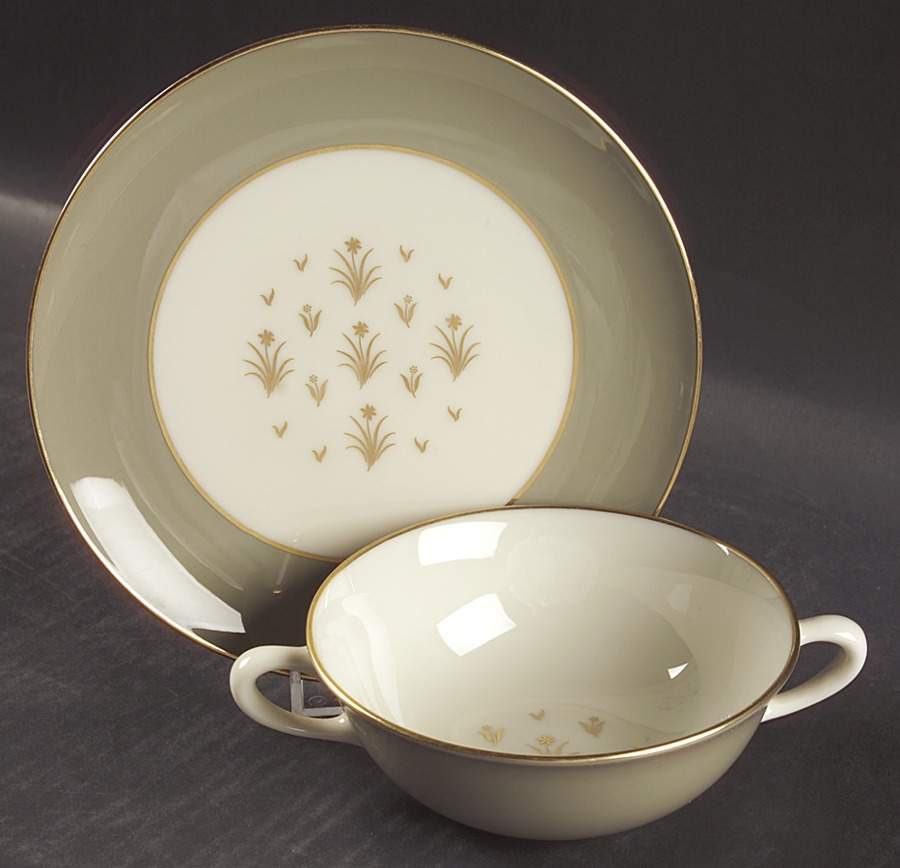 Glendale Flat Cream Soup Bowl & Saucer Set by Lenox-1
