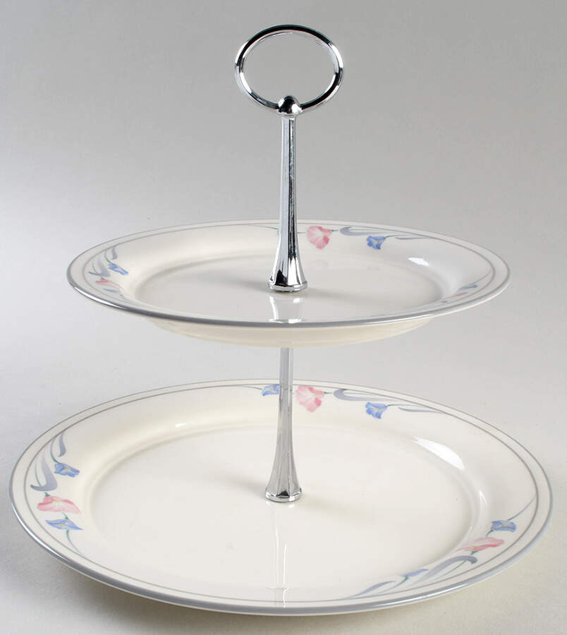 Glories on Grey 2 Tiered Serving Tray (Dinner & Salad Plate) by Lenox-1