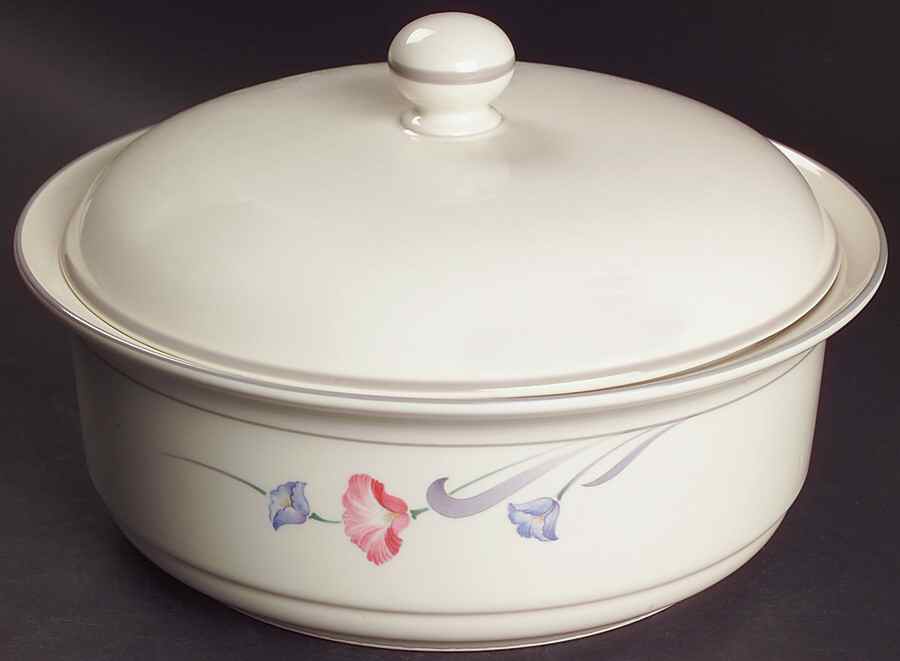 Glories on Grey 2 Qt Round Covered Casserole (Uses Casr9 + C2cvl) by Lenox-1