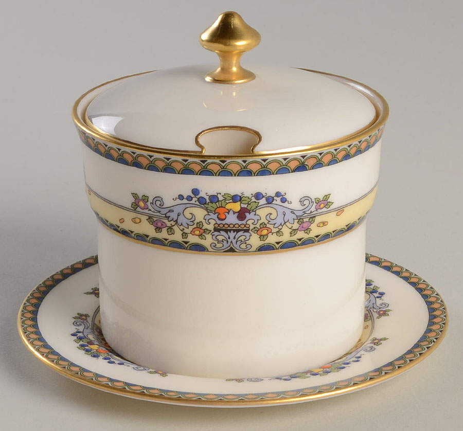 Golden Gate (Gold Trim) Jam/Jelly & Lid W/Underplate by Lenox-1