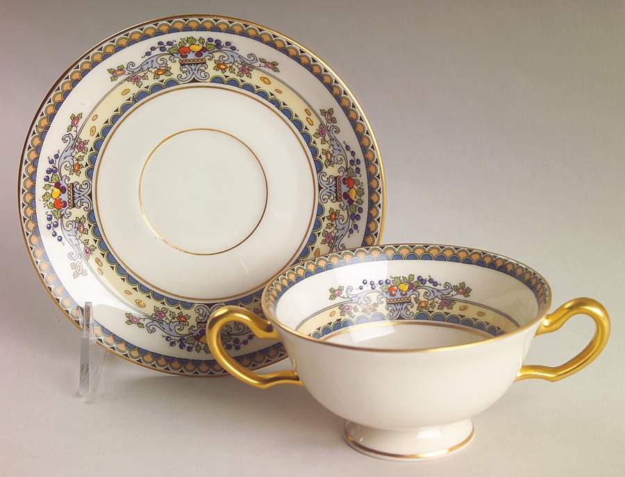 Golden Gate (Gold Trim) Footed Bouillon Cup & Saucer by Lenox-1