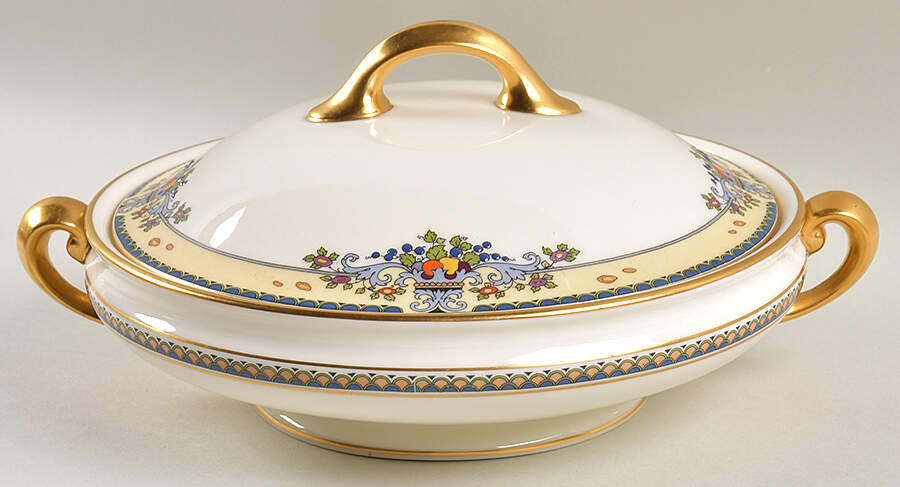 Golden Gate (Gold Trim) Round Covered Vegetable by Lenox-1