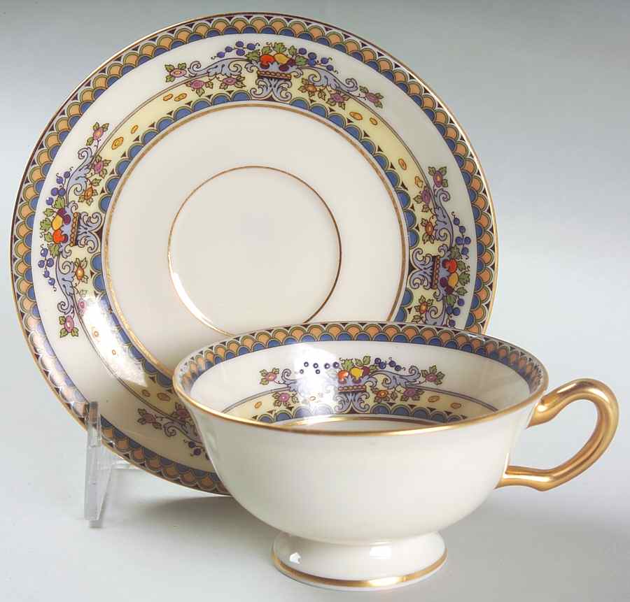Golden Gate (Gold Trim) Footed Cup & Saucer Set by Lenox-1