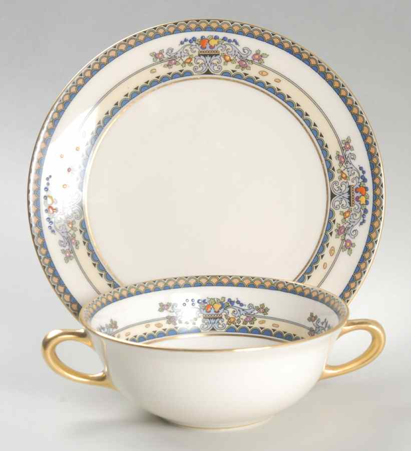 Golden Gate (Gold Trim) Flat Cream Soup Bowl & Saucer Set by Lenox-1