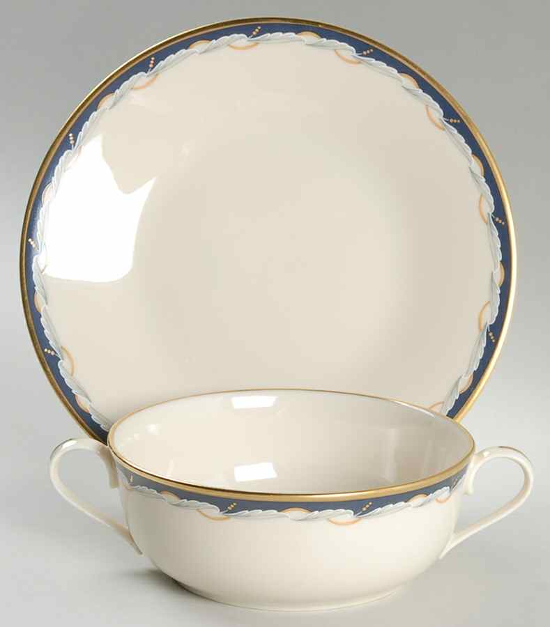 Golden Gate Flat Cream Soup Bowl & Saucer Set by Lenox-1