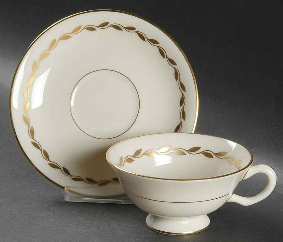 Golden Wreath Footed Cup & Saucer Set by Lenox-1