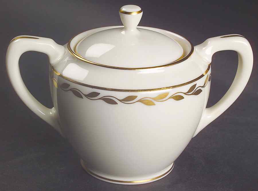 Golden Wreath Shape 1962 Sugar Bowl & Lid by Lenox-1