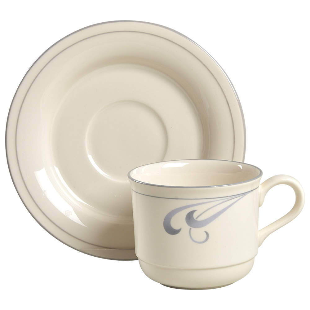 Grey Brushstrokes Flat Cup & Saucer Set by Lenox-1