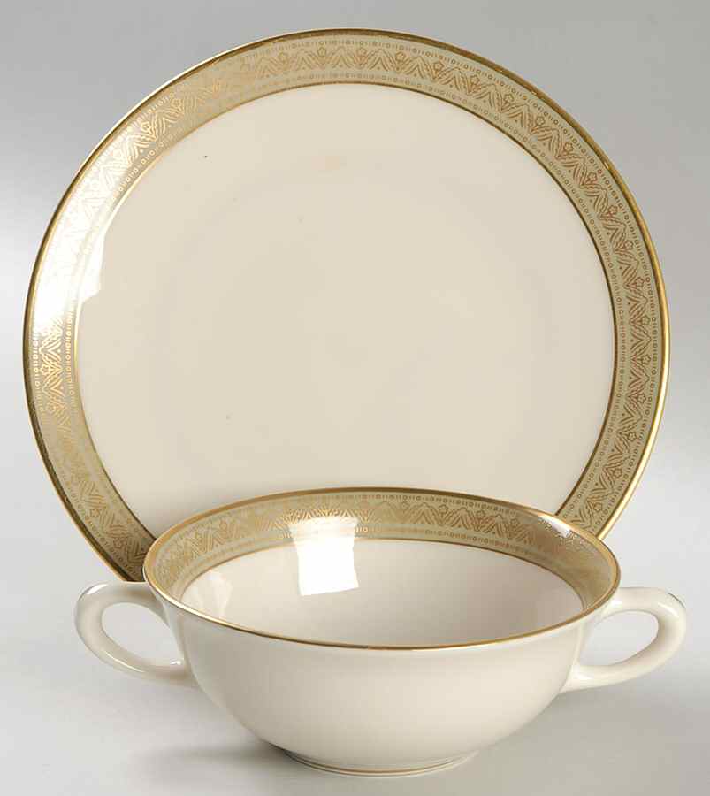Greenfield Flat Cream Soup Bowl & Saucer Set by Lenox-1