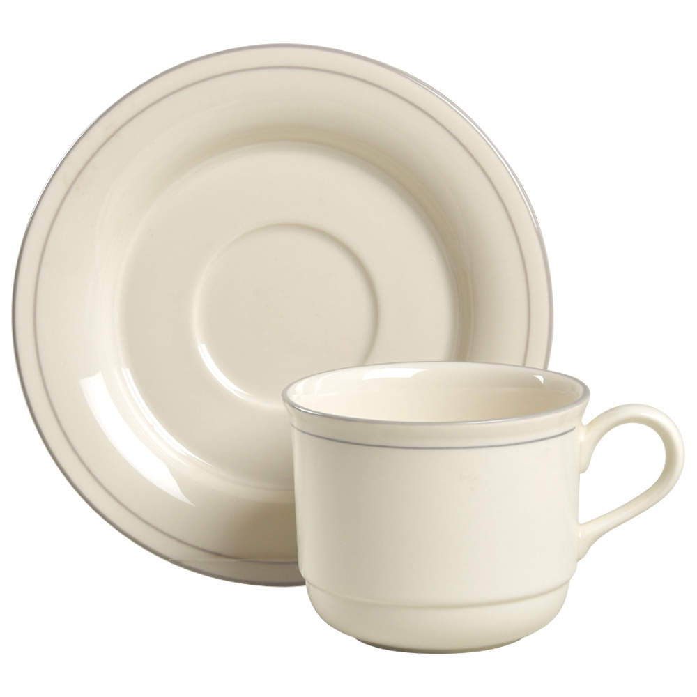 Grey Pinstripes (For the Grey) Flat Cup & Saucer Set by Lenox-1