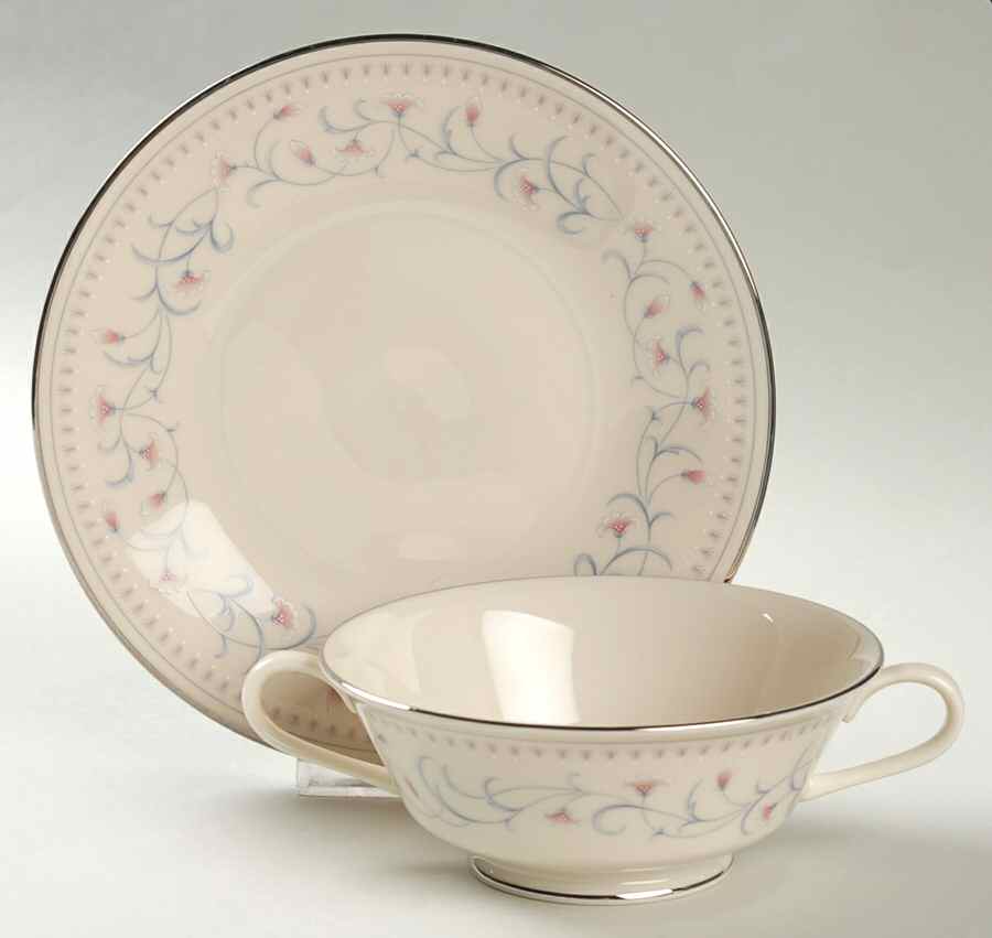 Hadley Footed Cream Soup Bowl & Saucer Set by Lenox-1