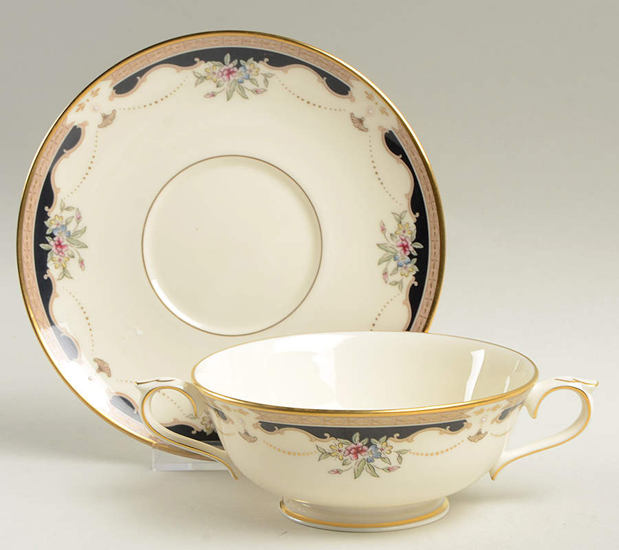 Hartwell House Footed Cream Soup Bowl & Saucer Set by Lenox-1