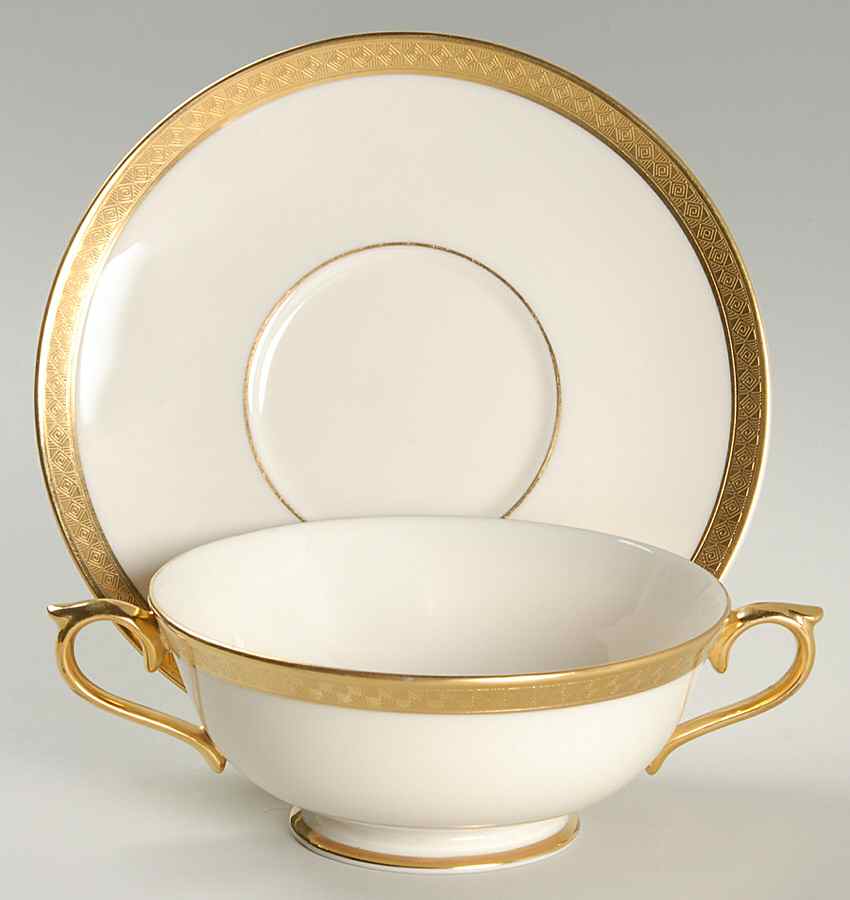 Haverford Hall Footed Cream Soup Bowl & Saucer Set by Lenox-1