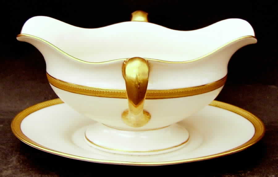 Hanover (Cream) Gravy Boat with Attached Underplate by Lenox-1