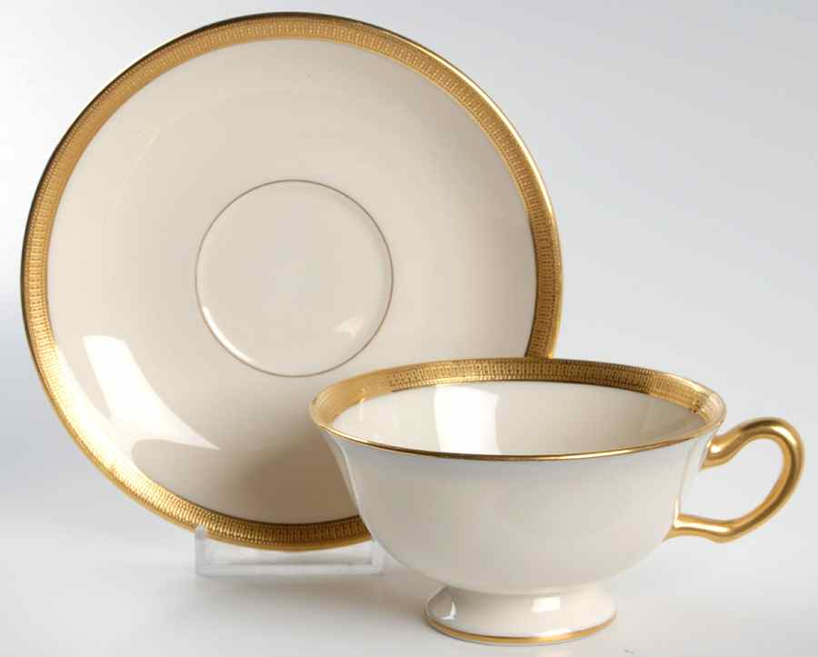 Hanover (Cream) Footed Cup & Saucer Set by Lenox-1