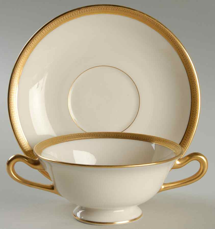 Hanover (Cream) Footed Bouillon Cup & Saucer by Lenox-1