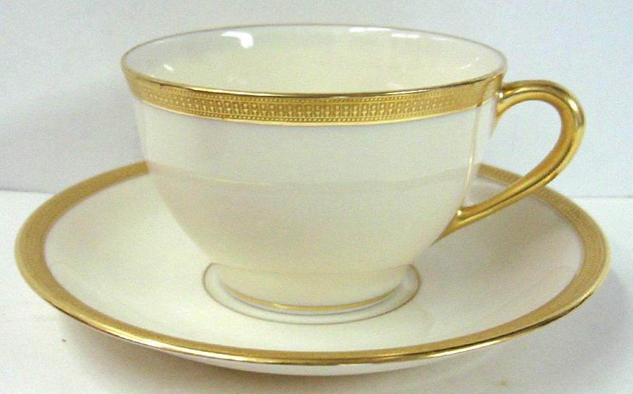 Hanover (Cream) Footed Cup & Saucer Set by Lenox-1