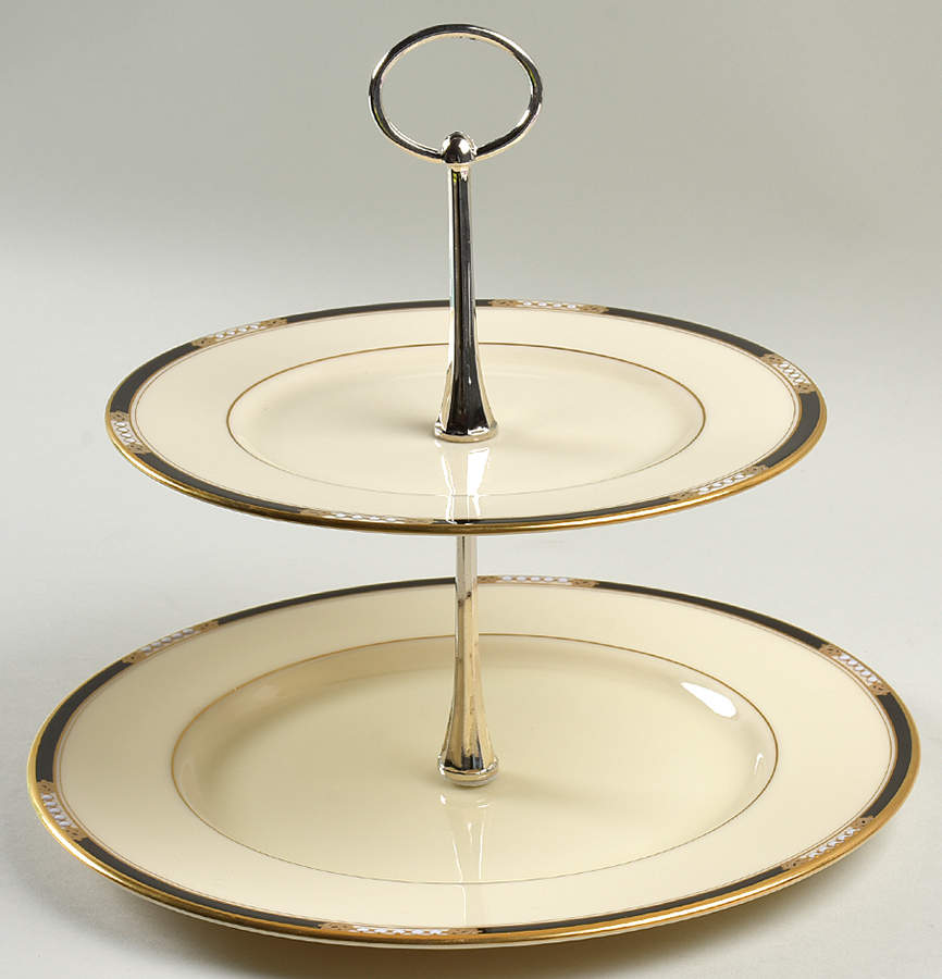 Hancock 2 Tiered Serving Tray (Dinner & Salad Plate) by Lenox-1