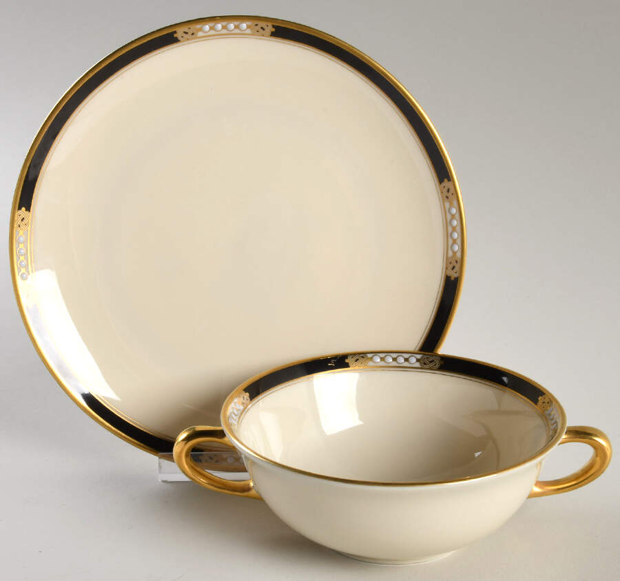 Hancock Flat Cream Soup Bowl & Saucer Set by Lenox-1