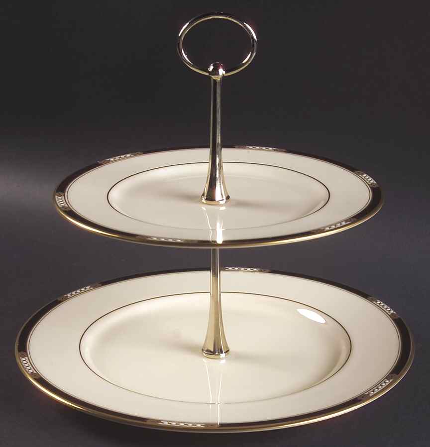 Hancock 2 Tiered Serving Tray (Dinner & Salad Plate) by Lenox-1