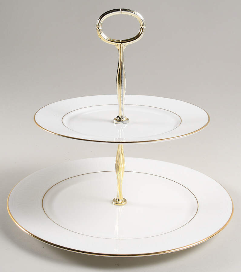 Hannah Gold 6 5/8"-10"  2 Tiered Serving Tray (Dp, Sp) HC by Lenox-1