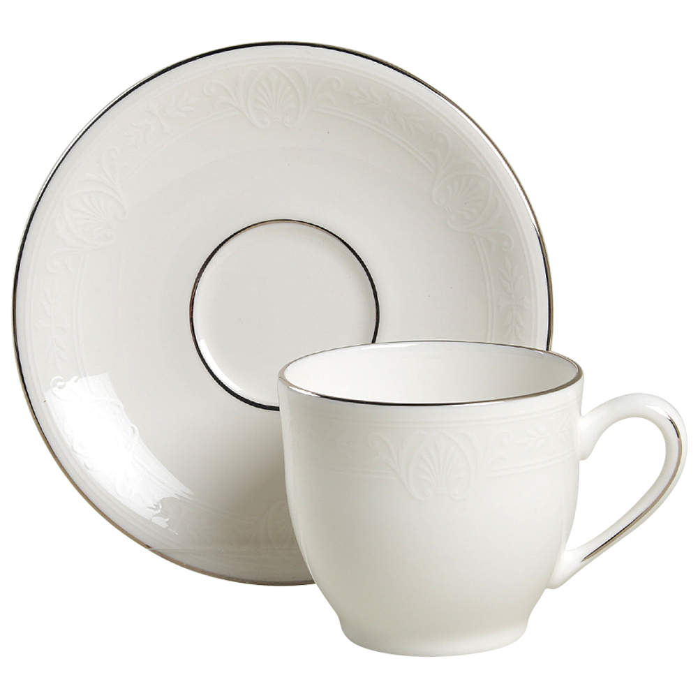Hannah Platinum Flat Demitasse Cup & Saucer Set by Lenox-1