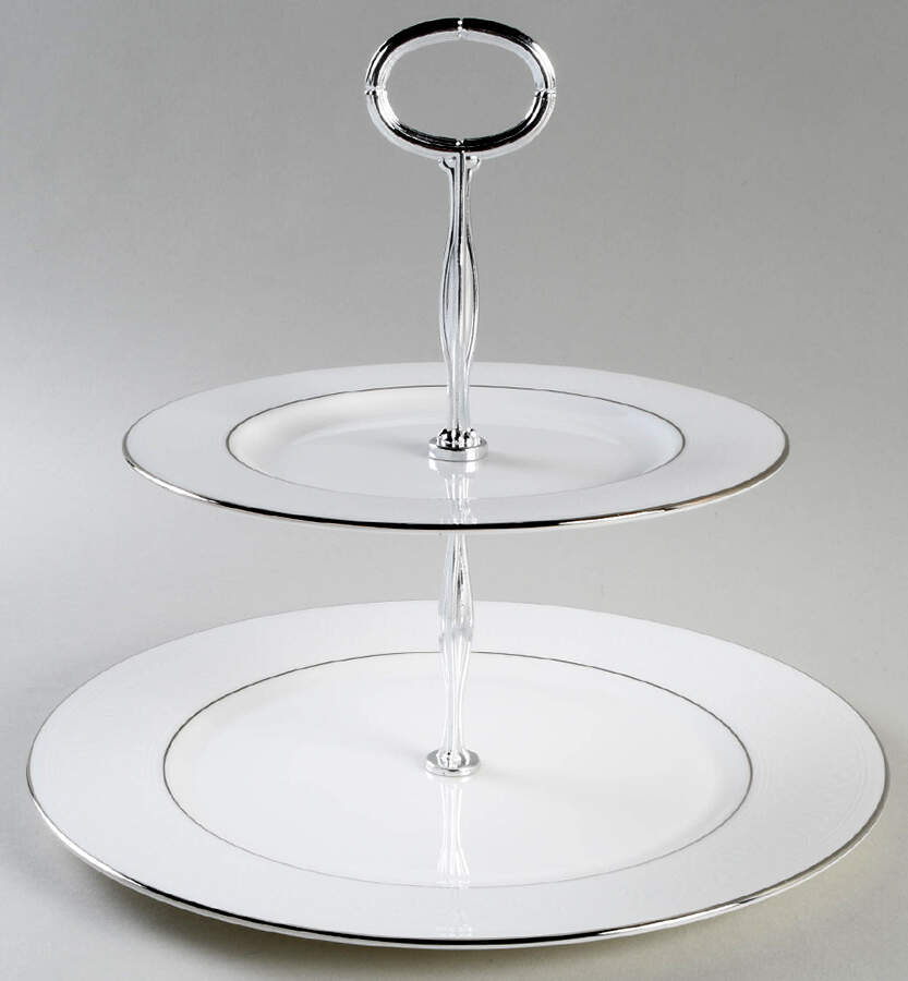 Hannah Platinum 6 5/8"-10"  2 Tiered Serving Tray (Dp, Sp) HC by Lenox-1