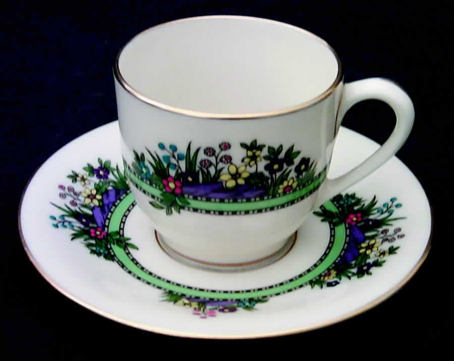 Hathaway (Green) Flat Demitasse Cup & Saucer Set by Lenox-1