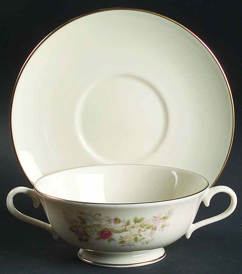 Helmsley Footed Cream Soup Bowl & Saucer Set by Lenox-1