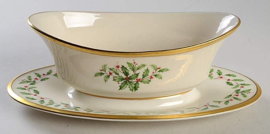 Holiday (Dimension) Gravy Boat with Attached Underplate by Lenox-1