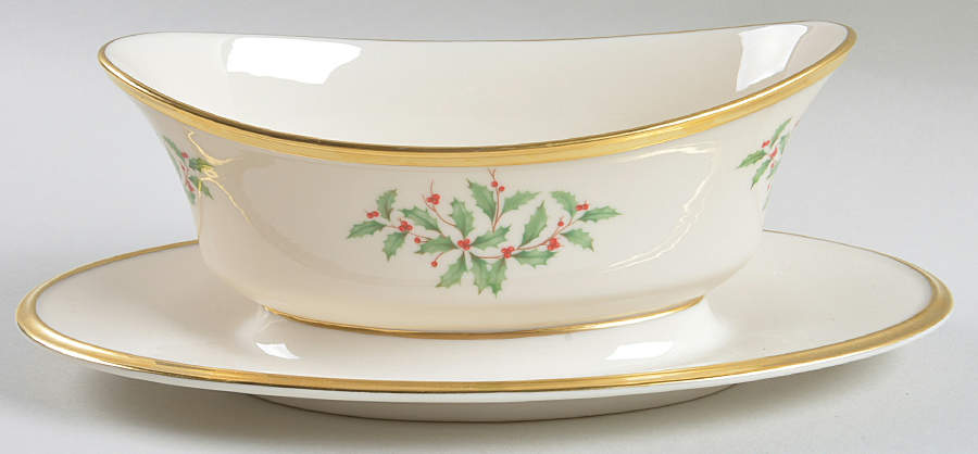 Holiday (Dimension) Gravy Boat with Attached Underplate by Lenox-1
