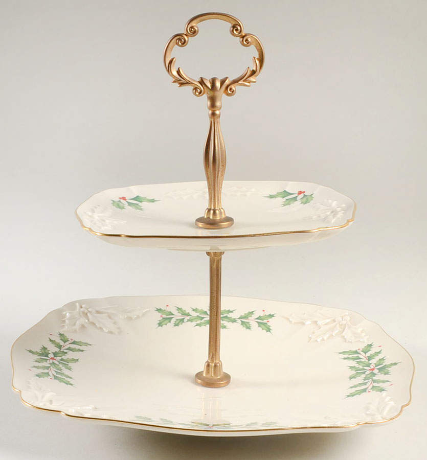 Holiday (Dimension) 2 Tier Embossed Square Serving Tray by Lenox-1