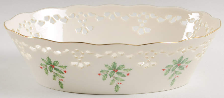 Holiday (Dimension) 9" Pierced Oval Bowl by Lenox-1