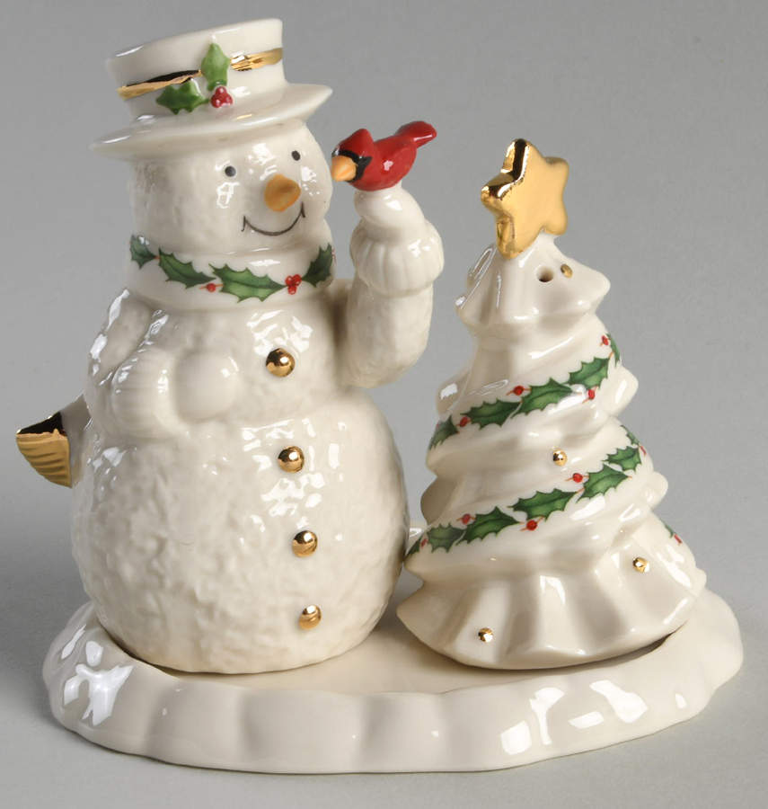 Holiday (Dimension) Figural Salt & Pepper w/Tray Set by Lenox-1