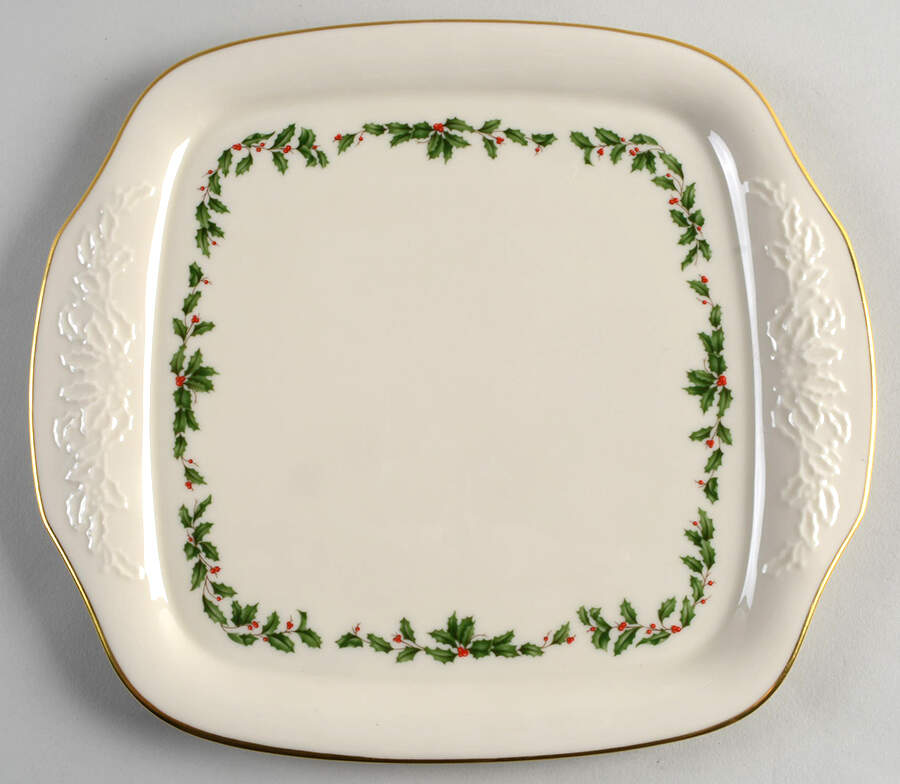 Holiday (Dimension) Square Handled Cake Plate by Lenox-1