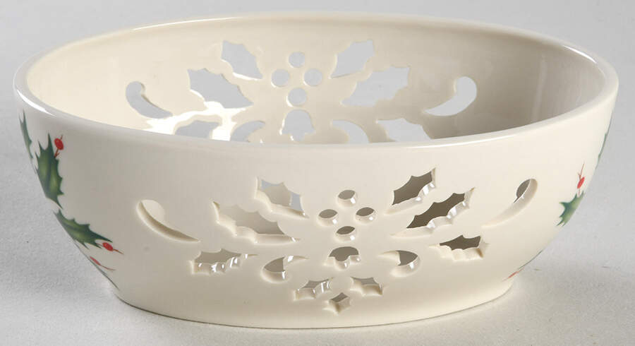 Holiday (Dimension) Pierced Oval Box No Lid by Lenox-1