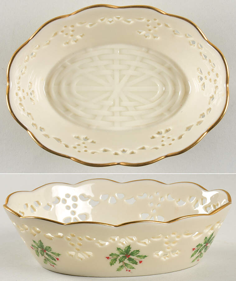 Holiday (Dimension) 6" Pierced Oval Bowl by Lenox-1