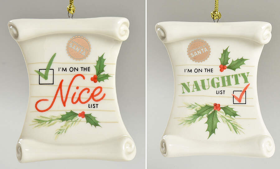 Holiday (Dimension) (Set of 2) Naughty & Nice Ornaments by Lenox-1