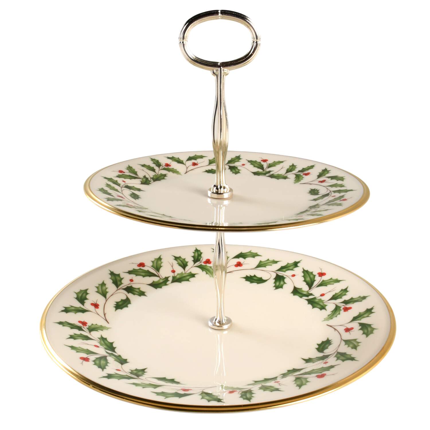 Holiday (Dimension) 2 Tiered Serving Tray (Dinner & Salad Plate) by Lenox-1
