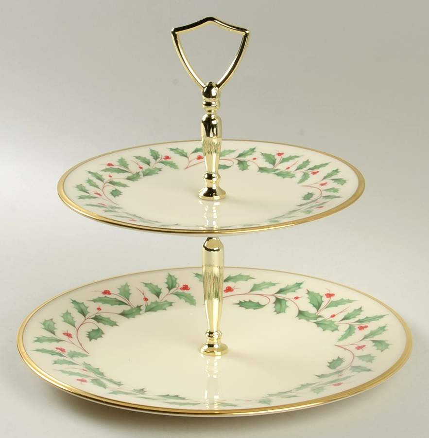 Holiday (Dimension) 2 Tiered Serving Tray (Dinner & Salad Plate) by Lenox-1