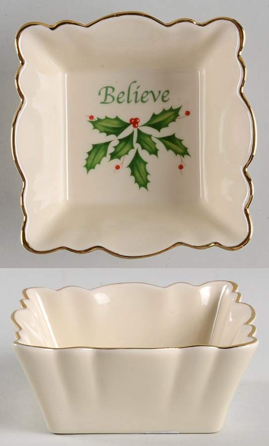 Holiday (Dimension) Miniature Square Fluted Bowl by Lenox-1