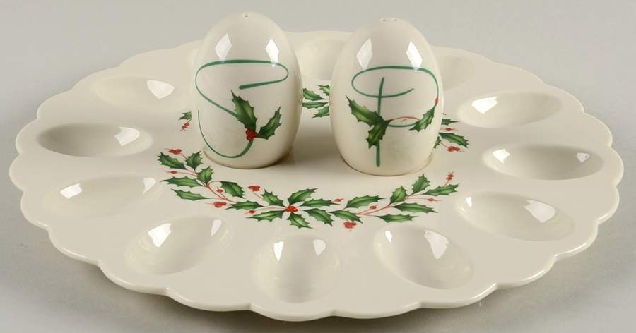 Holiday (Dimension) Deviled Egg Plate with Salt and Pepper by Lenox-1