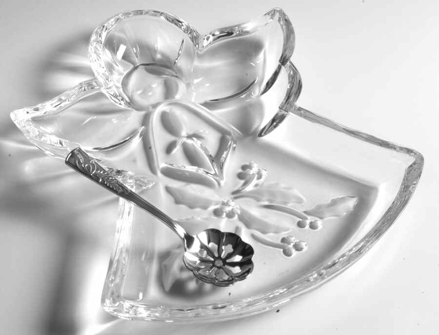 Holiday (Dimension) Angel Shape Glass Candy Dish W/Bon Bon Spoon by Lenox-1