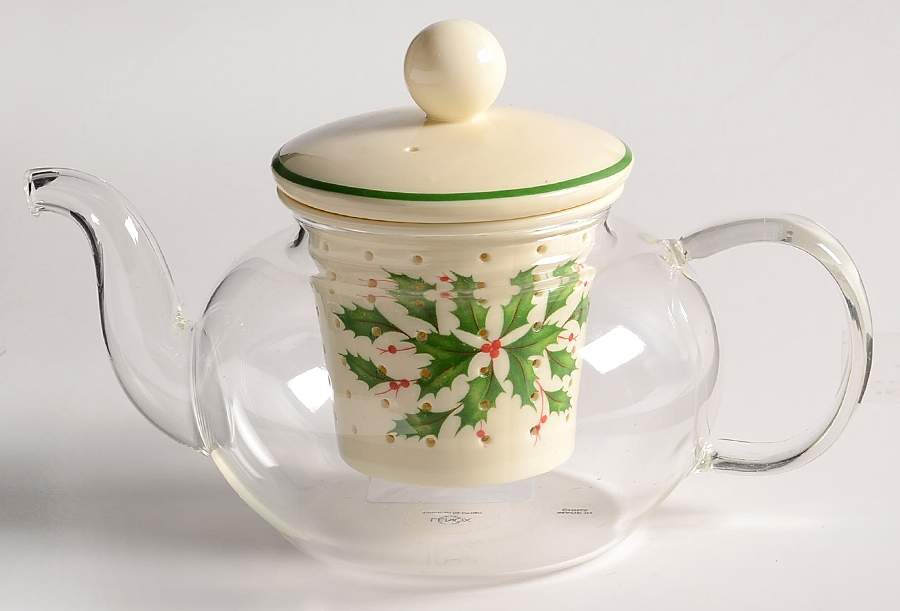 Holiday (Dimension) Individual Glass Teapot w/Ceramic Infuser & Lid by Lenox-1